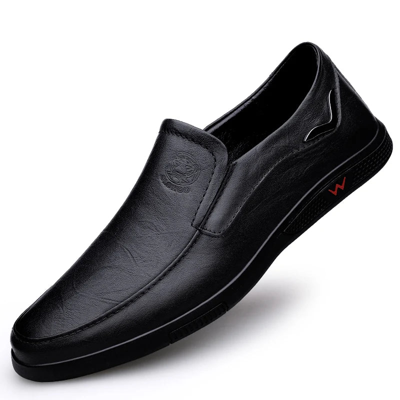 CLOHOO Men's Business Casual Shoes Handmade Layered Cowhide Rubber Bottom Leather Footwear for Office And Leisure