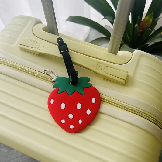1/2pcs red strawberry luggage tag PVC soft rubber identification tag bag pendant luggage bag anti-loss surname name tag hanging