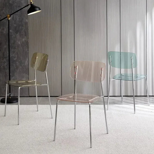 Modern Simple Household Transparent Dining Chair Backrest Single Person Leisure Net Red Table Plastic Chair Makeup Chairs стул