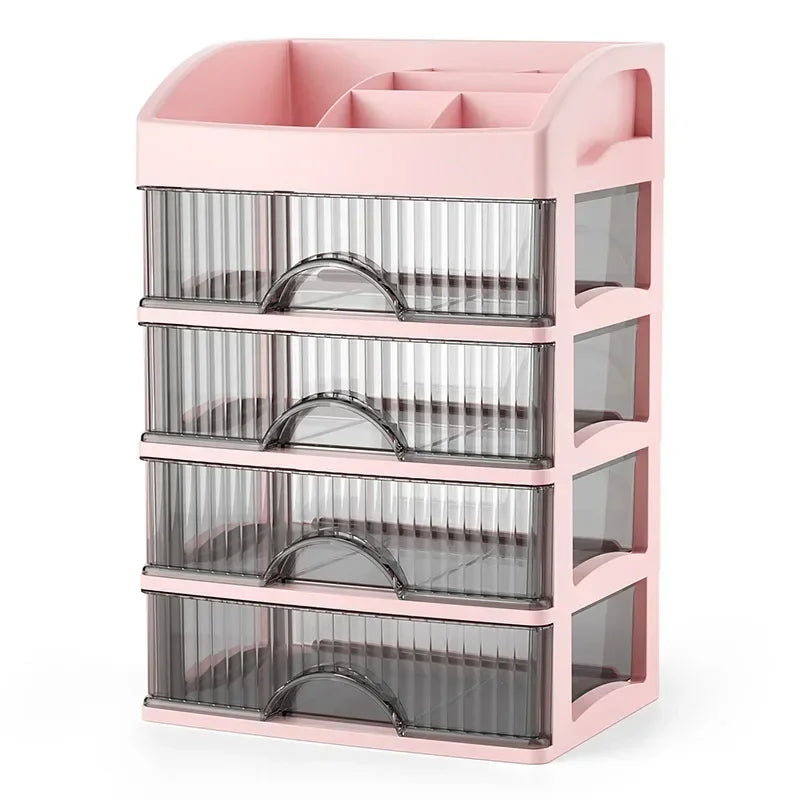 Caja de almacenamiento estilo cajón transparente para guardar joyas y productos para el cuidado de la piel, organizador de escritorio de alta capacidad, a prueba de polvo y desorden.