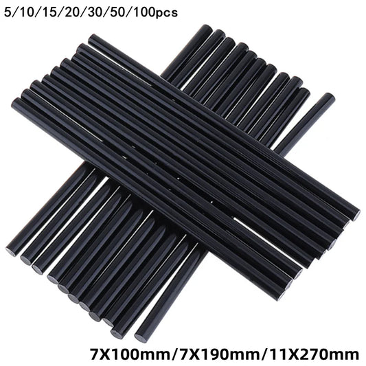 Pistola de cola adesiva preta para carro, Bastão de cola quente, Silicone para Hot Melt, 7mm, 11mm, Ajuste para torneiras de cozinha, Artigos do banheiro, 1 Pc, 20Pcs