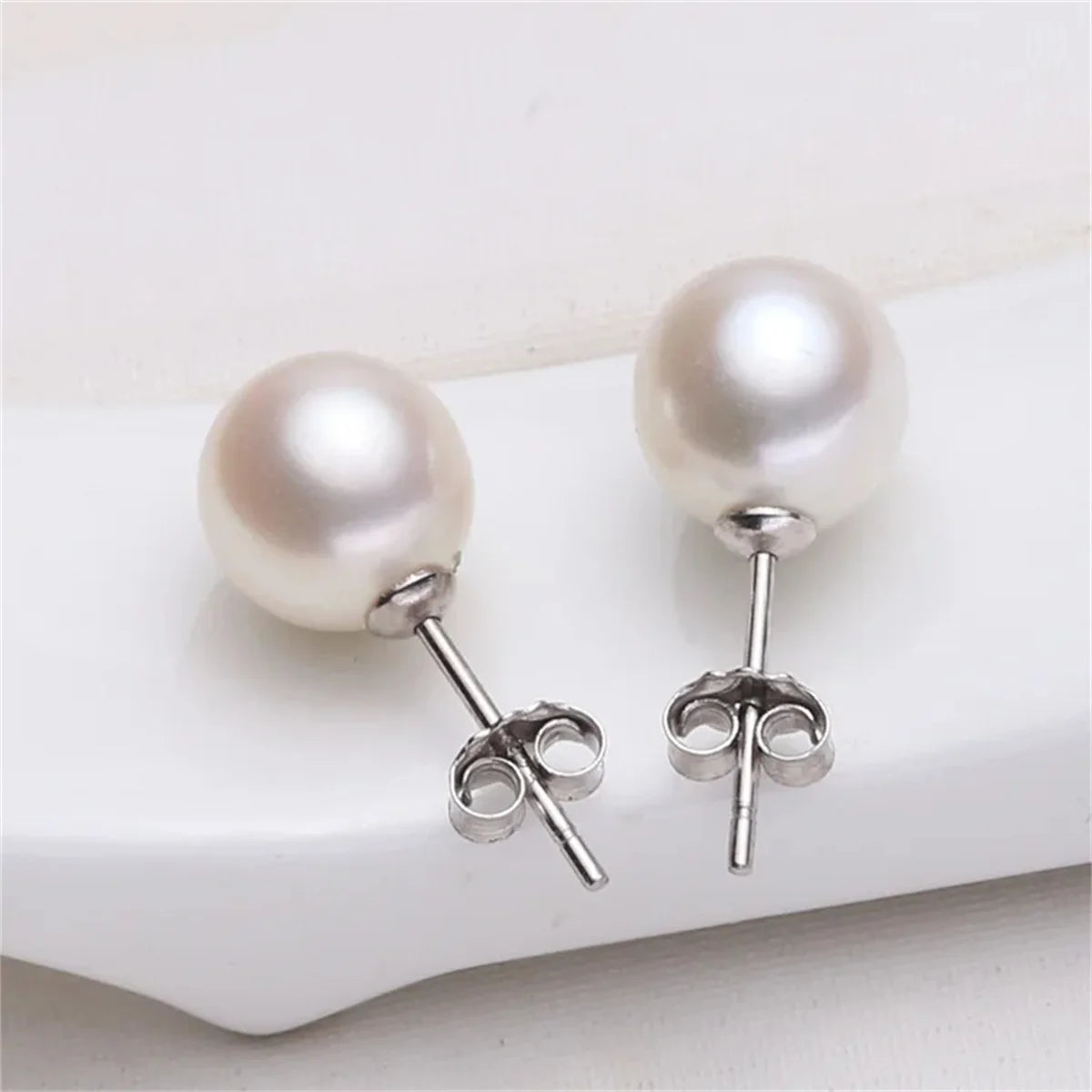 Brincos de pérolas cultivadas de água doce para mulheres, 925 jóias de prata esterlina, bola de botão, melhores presentes 6mm, 8mm, 10mm