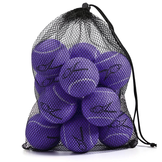 12pcs Tennis Balls with Mesh Carry Bag Practice Ball High Elasticity Pet Dog Playing Balls Outdoor Training Sports Rubber Tennis