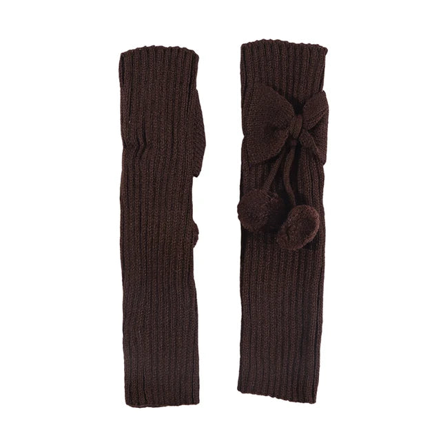 Girls' Bowknot Pompom Knit Leg Warmers, Meias Boot, Punhos, Toppers, Presentes de Natal, Moda, Crianças