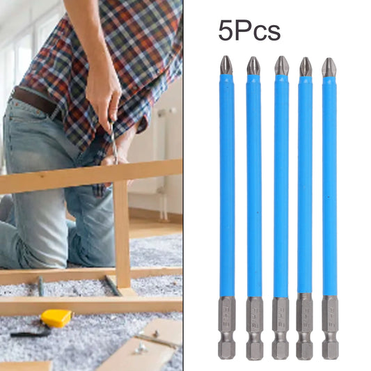 5Pcs PH2 Extra Long 127mm Magnetic Non-slip Screwdriver Bit Set 1/4 Hex Shank