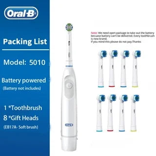 Oral B Rotation Electric Toothbrush DB5010 AA Battery 9600 Rpm Cross Action Cleaning Teeth Tooth Brush with Brush Refills