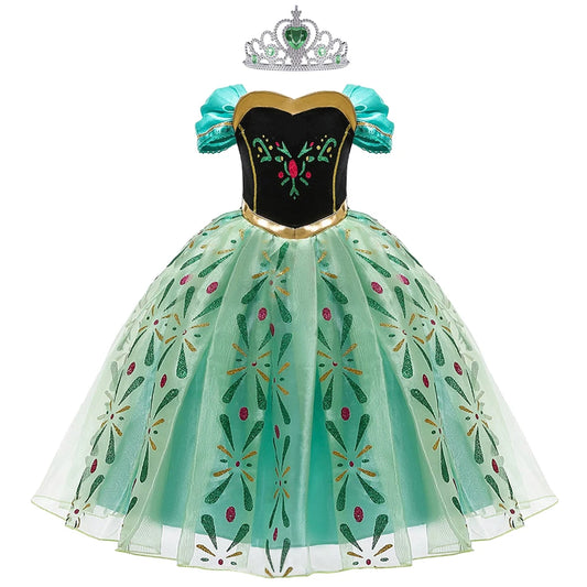 Anna Dresses Children Princess Dress Girl Cosplay Costume Kids Summer Clothes Halloween Birthday Carnival Robe Party Disguise