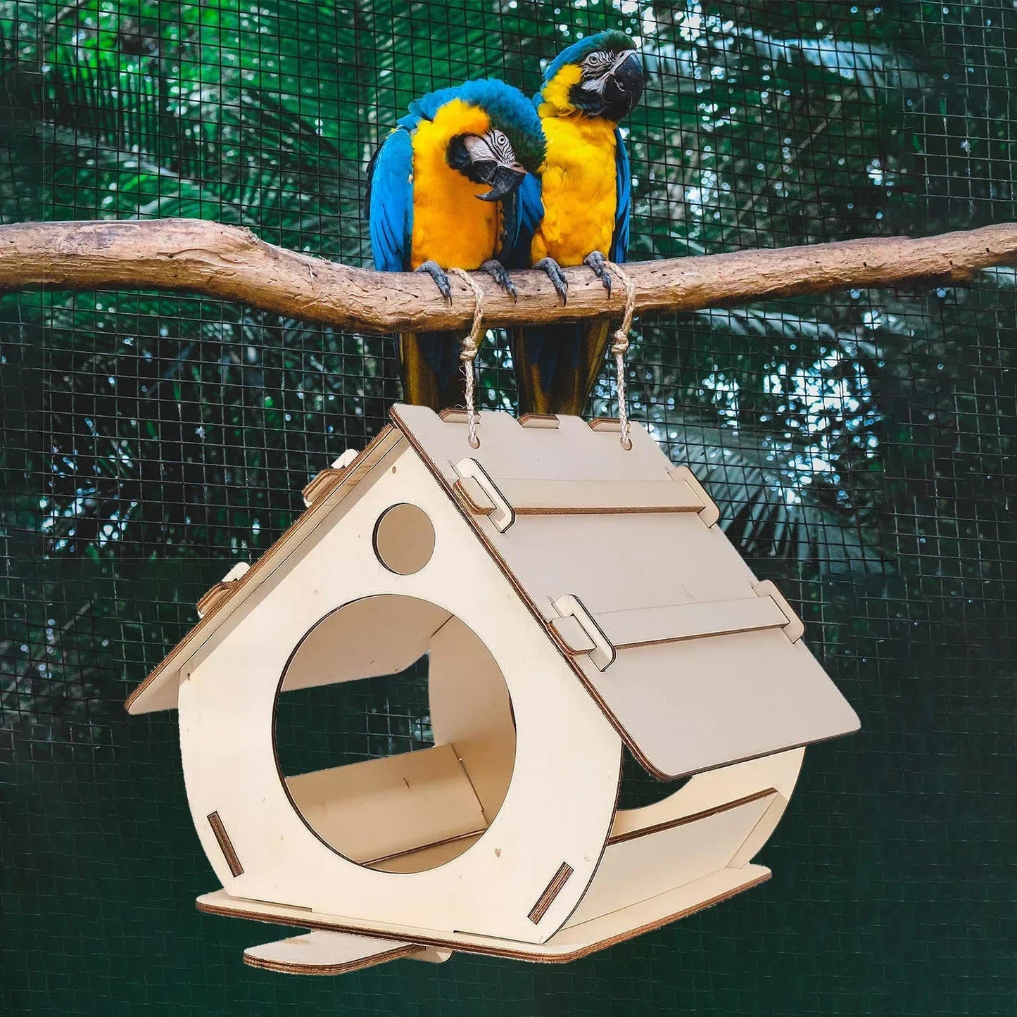 Hanging wooden bird feeders Aviary DIY assembled outdoor garden decorative feeders Birdcage Birdhouse