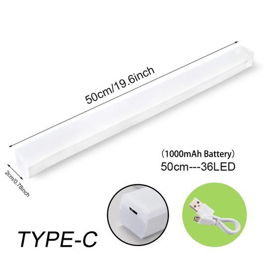 Luz LED Noturna Sem Fio com Sensor de Movimento e Recarregamento Tipo C – Iluminação para Armários, Guarda-roupas, Escadas e Cozinha