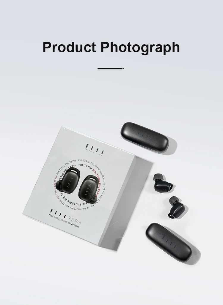 Auriculares inalámbricos FIIL T2 Pro con micrófono dual, 37 dB, híbridos ANC, Bluetooth 5.2, TWS ENC, auriculares de alta fidelidad, carga inalámbrica rápida.