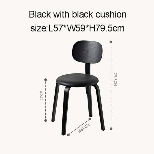 Nordic Plywood Dining Round Seat Stackable Vintage Curved Backrest Chair