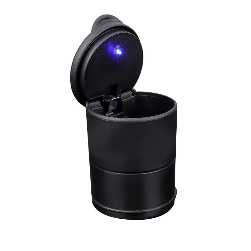 Cinzeiro de carro led portátil um toque aberto indicador automático luz azul chama retardador fumaça charuto cinza bandeja acessórios do carro
