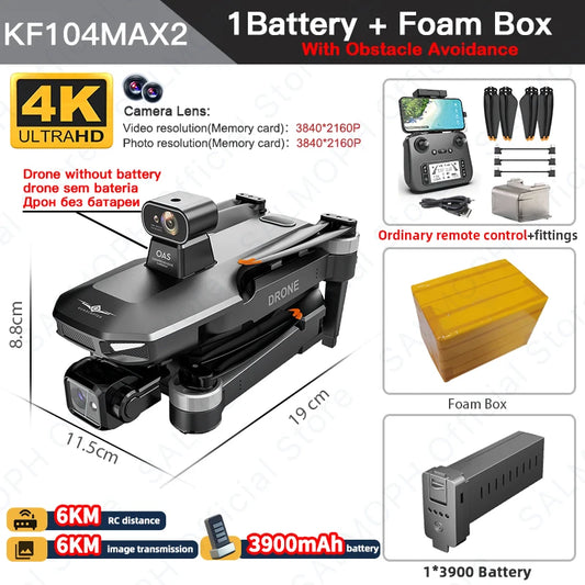 KF104 / KF104MAX2 Professional Drone with 4K Camera, 3-Axis Gimbal, WiFi, 360 Obstacle Avoidance, Touch Screen FPV, Brushless RC Drone