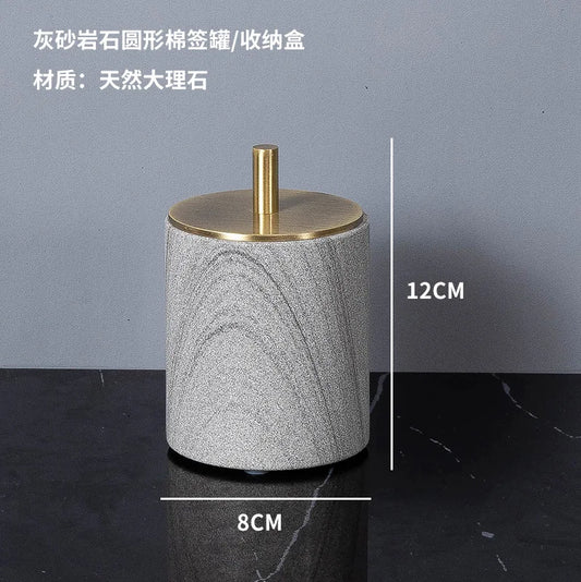 Accesorios de baño de mármol gris natural nórdico, dispensador de jabón, hisopo de algodón, caja de pañuelos, jabonera, bandeja, decoración de baño