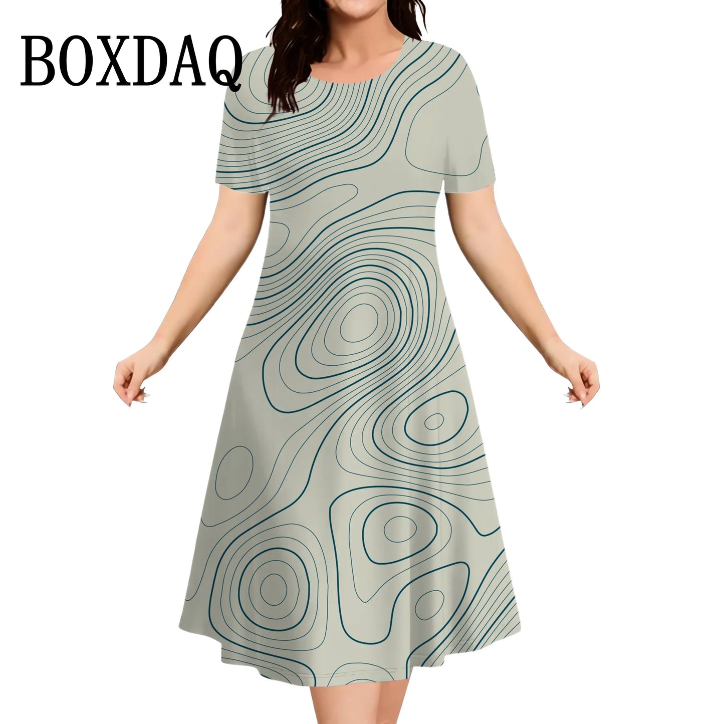 2025 New Women Dresses Large Sizes Short Sleeve Loose Dress Summer Casual Striped 3D Print Fashion Plus Size Female Clothing 9XL