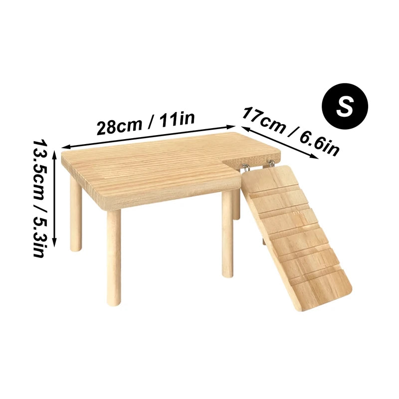 Hamster Wooden Ladder Platform Jumping Board Playground Hamster Climbing Toy Small Pets Stairs Toy Hamster Mice Cage Accessories
