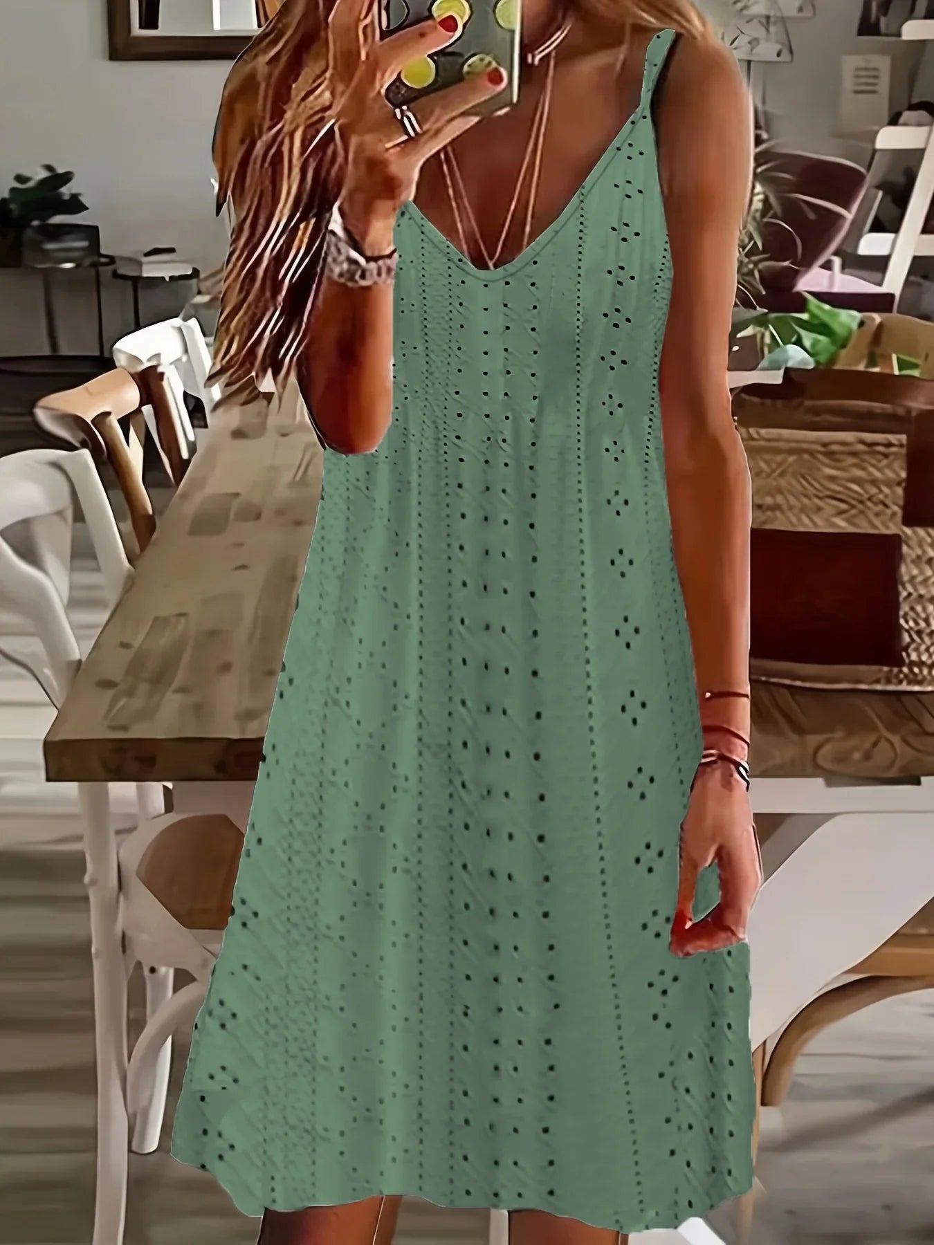 2024 aliexpress europa e os estados unidos plus size feminino verão novo recorte jacquard com decote em v cinta vestido de cor sólida