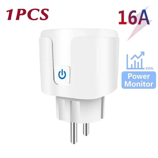 Tuya WiFi Smart EU Plug, Power Monitor, Remote Control, SmartLife APP, Works with Alexa, Yandex Alice, Google Assistant, 16A, 20A