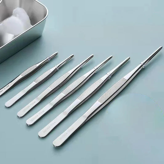 Pinzas de codo de acero inoxidable multifuncionales, pinzas largas para acuario, pinzas médicas, herramientas de alimentación para mascotas, antideslizantes.