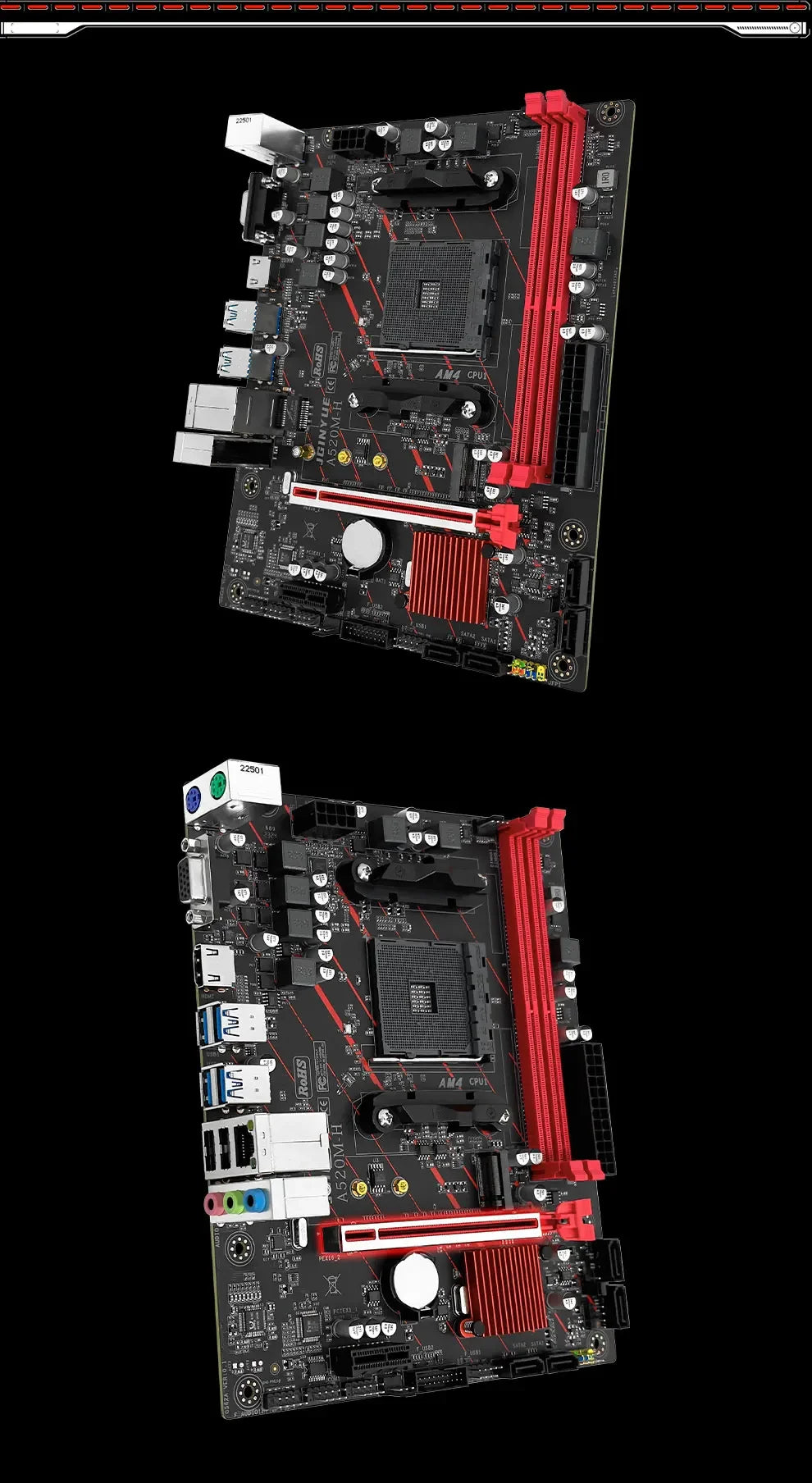 JGINYUE AM4 Motherboard supports AMD Ryzen R3 5 7 1/2/3/4/5th CPU processors DDR4 dual channel Memory RAM M-ATX A520M-H