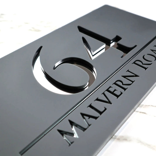 Matte Black Gray Personalized Laser Cut Large Acrylic Modern 3D Floating House Number sign Outdoor Street Family Name Plaque Are