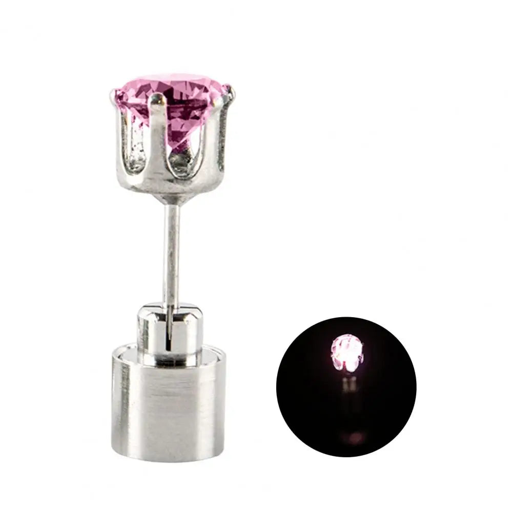 1Pc Lady Stud Earring LED Flashing Faux Crystal Ear Stud Night Glowing Light Up Earring Colorful Women Earring Jewelry Accessory