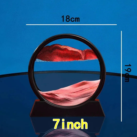 3D Moving Sand Art Picture Round Glass Deep Sea Sandscape Hourglass Quicksand Craft Flowing Sand Painting Office Home Decor Gift