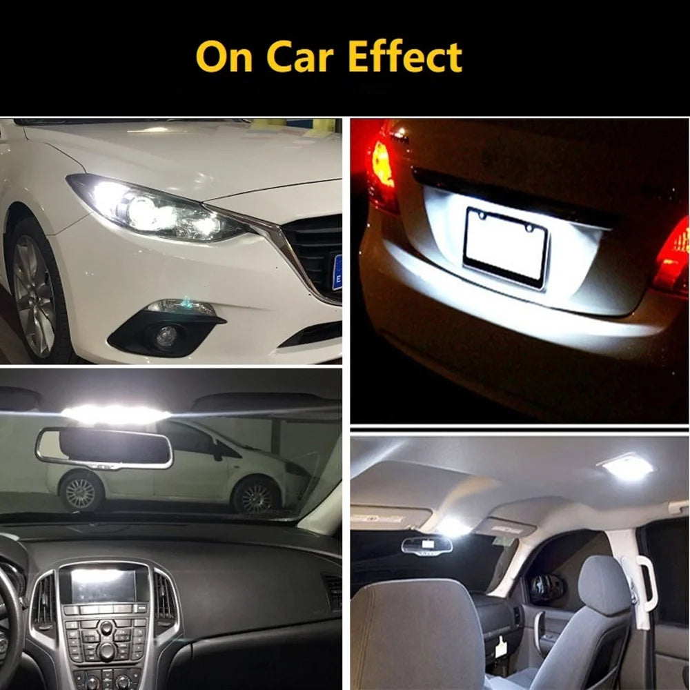 Super Bright 10pcs T10 W5W 194 LED Lights Automotive Cob Car Signal Lamps Bulb Lighting Accessories 6000K Wedge License Plate