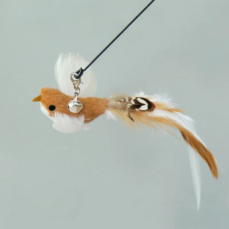 Varita de pájaro/pluma para gato con campana y potente ventosa, manos libres, juguetes interactivos para gatos, ejercicio de caza de gatitos, productos para mascotas