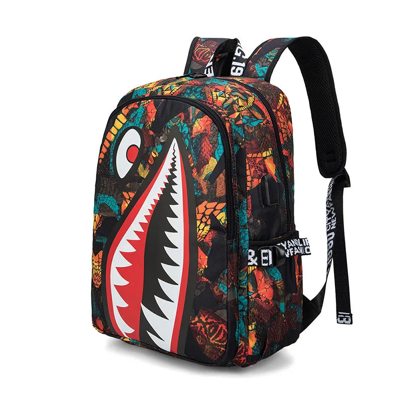 Camo Bookbag for Middle Shark Backpack Boys for Kids School Bags Travel Back Pack