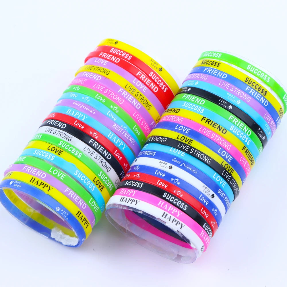 Lote de 20/30/50/100 pulseras de silicona luminosas multicolores para hombre y mujer, estilo mixto, regalo de joyería