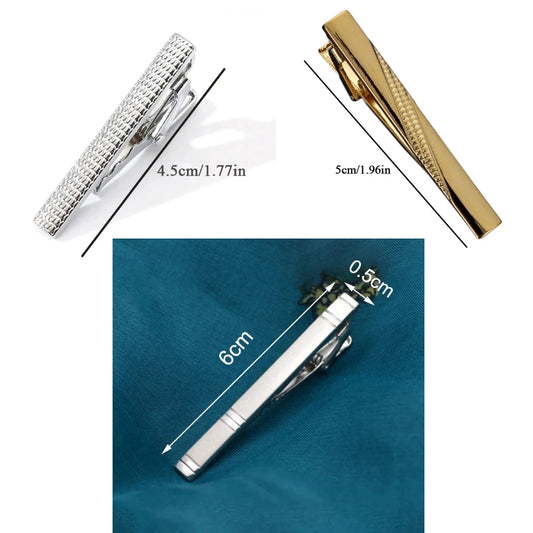 Nuevo clip de corbata de metal plateado para hombre, broche de corbata para boda, broche de corbata de caballero, alfiler de corbata de cristal para accesorios masculinos.