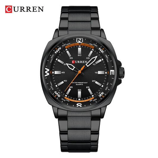 CURREN 8455 Men's Quartz Watch Large Dial Waterproof Stainless Steel Strap Casual Business Elegant Watches for Men Reloj Hombre