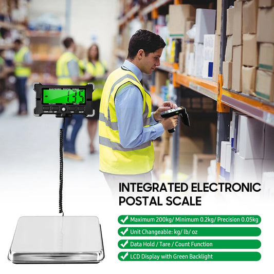 Báscula digital PS21 de 200 kg y 120 kg para envíos postales electrónicos. Báscula de piso de acero inoxidable con pantalla LCD retroiluminada. Báscula de envío portátil.