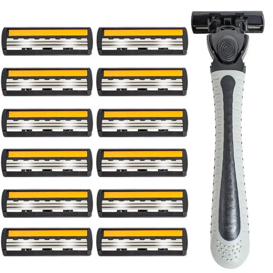 Maquinilla de afeitar de diseño nuevo para hombres, afeitadora de tres capas, afeitadora reutilizable, cuchilla importada, herramienta múltiple, cabezal de cambio