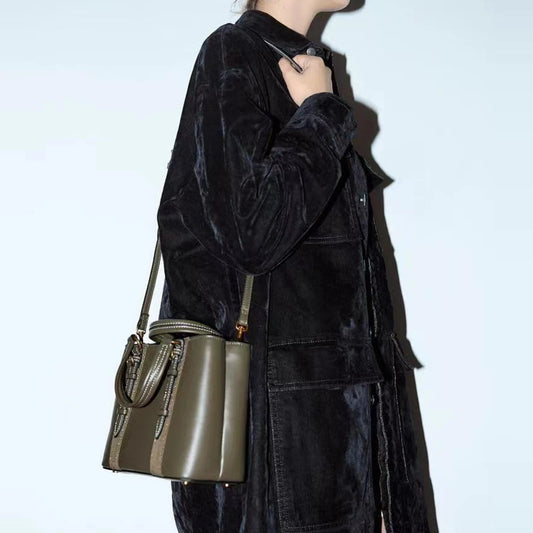 Bolso de diseñador de lujo para mujer, de piel sintética suave, tipo cubo, de alta calidad, tipo bandolera