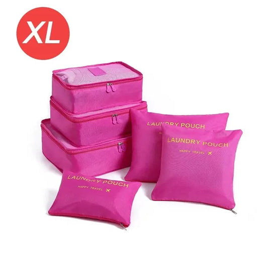 Organizador de viaje de gran tamaño, portátil, para ropa, zapatos, maquillaje, bolsa de almacenamiento de equipaje, 6 unidades
