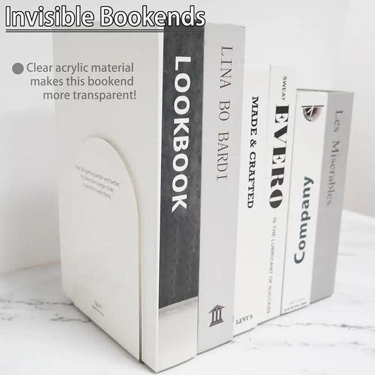 1Pcs Clear Acrylic Bookends Non-Skid Book End for School Library and Desktop Organizer, Acrylic Book Ends for Book Shelves