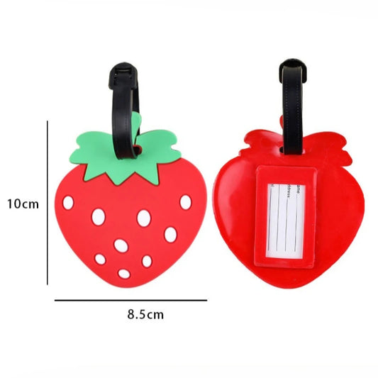 Cute Strawberry Travel Luggage Tags Baggage Name Tags Suitcase Address Label Holder Silicone Luggage Tag Travel Accessories