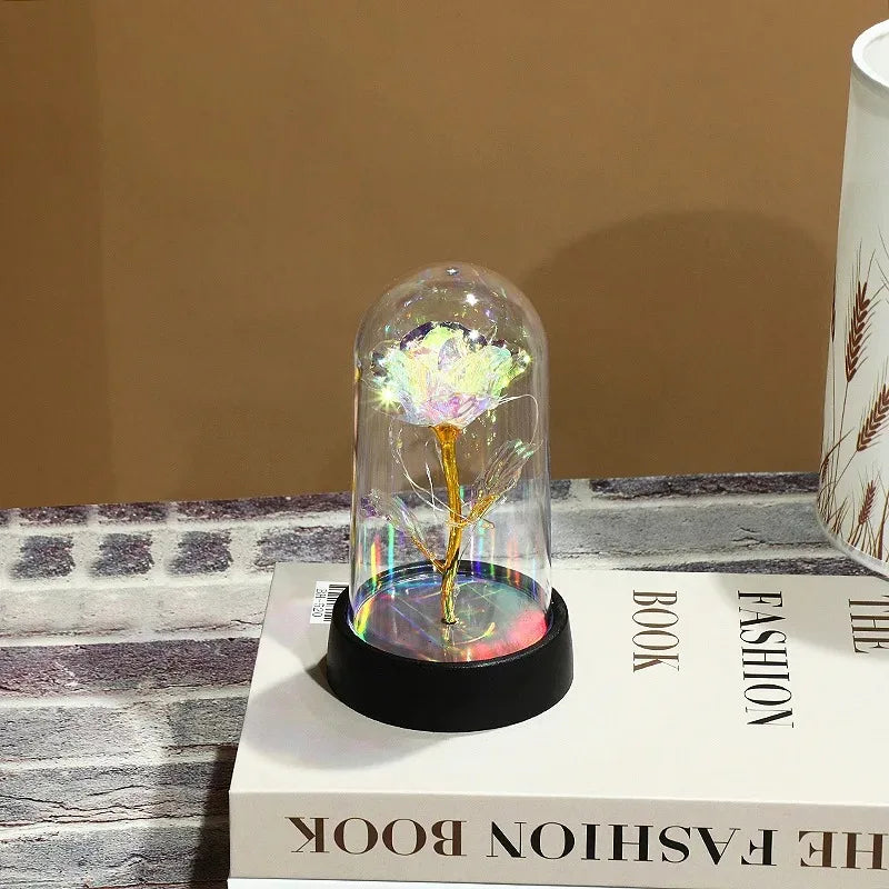 Rosas artificiales de 15/20 cm con luz LED, regalo para novia, rosas eternas, flores falsas de aluminio, decoración para boda, hogar y habitación, adorno DIY