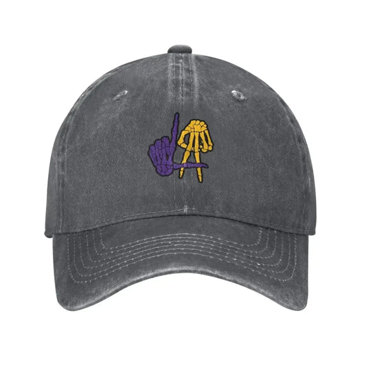 Fashion LA Lakers Skeleton Hand Sign Baseball Caps Women Men Snapback Cap Female Male Visors Sun Hat Unisex Adjustable