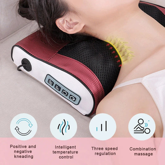 Masajeador multifuncional para cuello y hombros, herramienta doméstica para amasar cuello y espalda con múltiples compresas calientes ajustables.