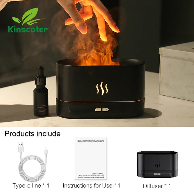 Kinscoter - Generador de vapor frío ultrasónico, difusor de aroma, humidificador de aire, nebulizador, lámpara de aceite esencial, llama
