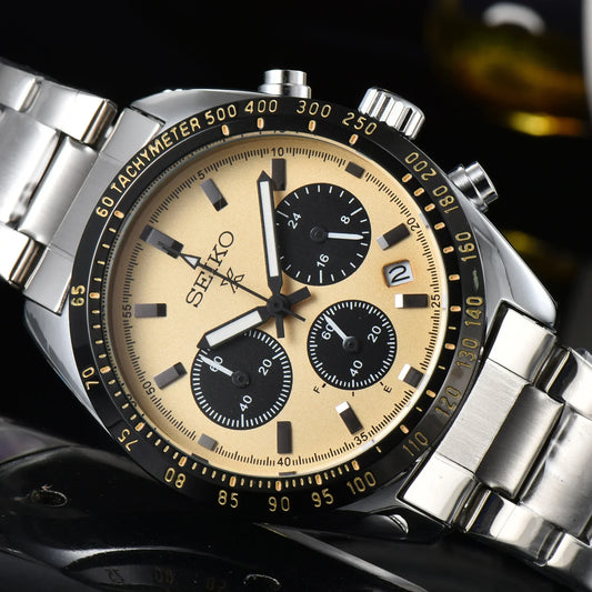 Reloj de pulsera Seiko de lujo para hombre, de cuarzo, no mecánico, multifuncional, deportivo, informal, de negocios, superventas