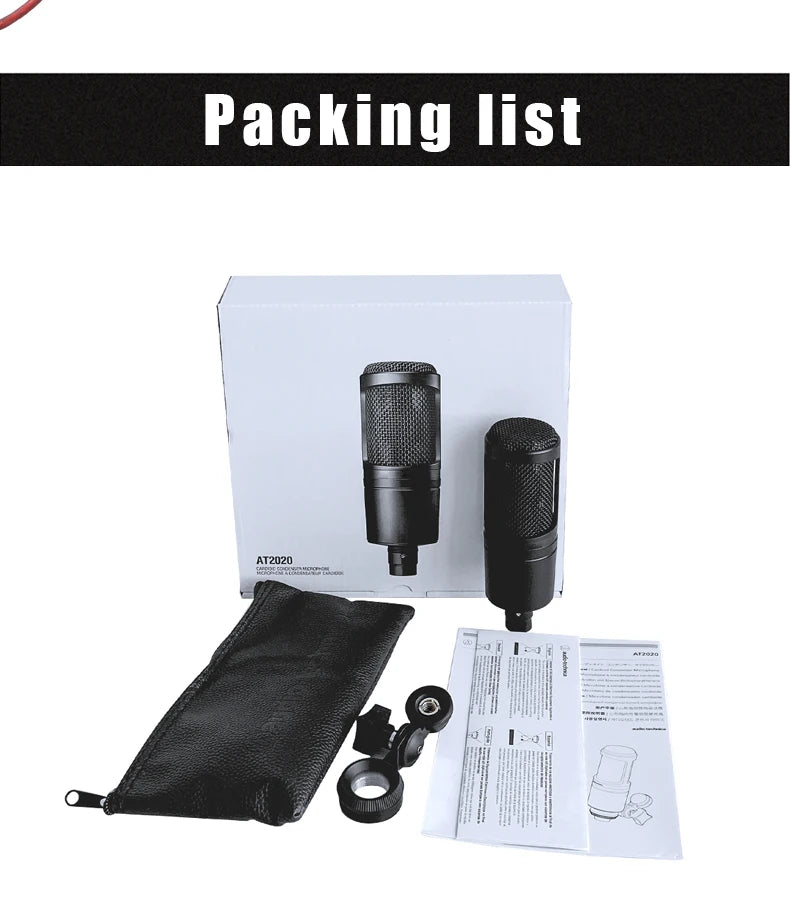 AT2020 microfone condensador for Recording Gaming microfono condensador Professional microphone,Cardioid Mic for Singing