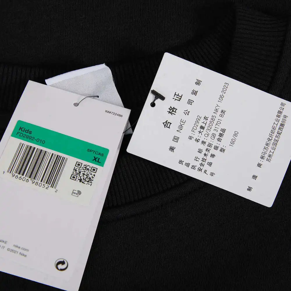 Sudadera con capucha de punto Nike 2024 para niños K NSW CLUB FLC CREW LS HBR FD2992-010