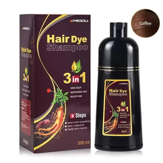 Shampoo de Coloração Instantânea Meidu 3 em 1 – Cor Preto Natural para Homens e Mulheres – Tinta de Cabelo à Base de Ervas (Opções: Castanho, Roxo)