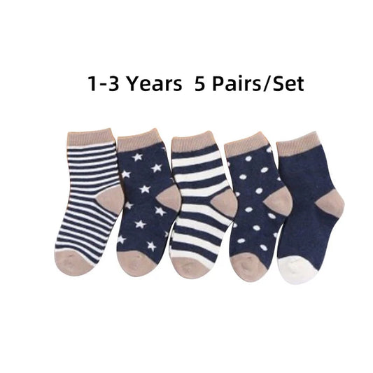 5 pares Cartoon bebê meias primavera outono listra ponto meninas meninos tornozelo meias macio criança crianças meias curtas