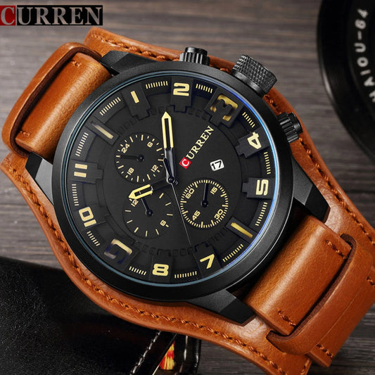 Relojes CURREN para hombre, marca superior, de lujo, a la moda y estilo informal, de cuarzo, con fecha, resistente al agua, reloj de pulsera masculino