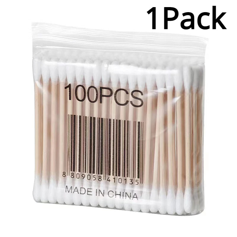 Hisopos de algodón de doble punta para desmaquillaje doméstico, limpieza de oídos, higiene, hisopos de algodón desechables de cabeza redonda.